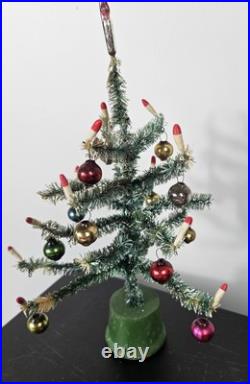 VTG Doll House Bottle Brush Christmas Tree Mini Glass Ornaments Candles Japan