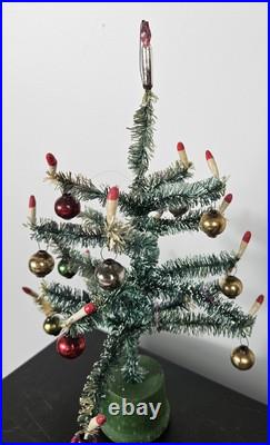 VTG Doll House Bottle Brush Christmas Tree Mini Glass Ornaments Candles Japan