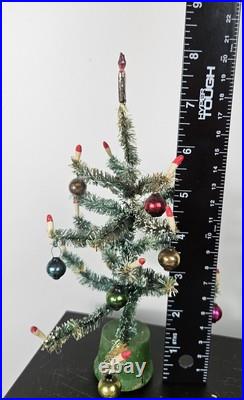 VTG Doll House Bottle Brush Christmas Tree Mini Glass Ornaments Candles Japan