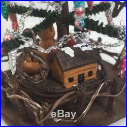VTG Dollhouse Christmas Tree Miniature Feather Look Wood Fence Artisan Decorated
