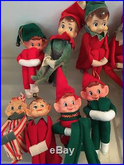 VTG Felt Knee Hugger Elf Lot Japan Pixie +Extras Santa Elves 1960s Xmas Tree