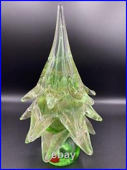 VTG Formia Murano Glass Christmas Tree Natalie Green & Gold. EUC 9 Foil Label