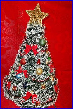Vtg. Handmade Garland Christmas Tree 19h. One Of A Kind Lighted/decorations Euc