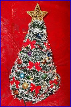 VTG. HANDMADE GARLAND CHRISTMAS TREE 19H. ONE OF A KIND LIGHTED/DECORATIONS EUC