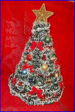 Vtg. Handmade Garland Christmas Tree 19h. One Of A Kind Lighted/decorations Euc