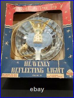 VTG HEAVENLY REFLECTING LIGHT CHRISTMAS TREE TOPPER IN BOX With SPINNER BRADFORD