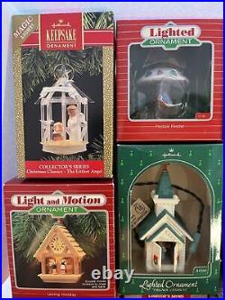 VTG Hallmark Keepsake Holiday Magic Light & Motion Ornaments Lot of 19 with Boxes