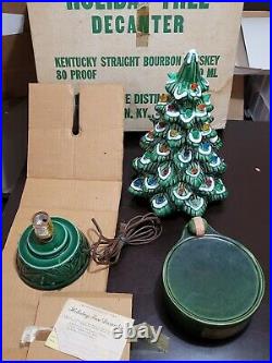 VTG Holiday Ceramic Christmas Tree Decanter Kentucky Whiskey Music Box Blow Mold