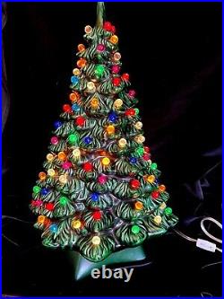 VTG LIGHTED CERAMIC CHRISTMAS TREE 19 Over 80 Lights with Base New Electrics