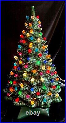 VTG LIGHTED CERAMIC CHRISTMAS TREE 19 Over 80 Lights with Base New Electrics