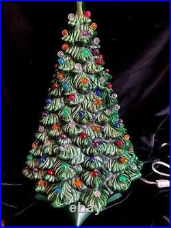 VTG LIGHTED CERAMIC CHRISTMAS TREE 19 Over 80 Lights with Base New Electrics