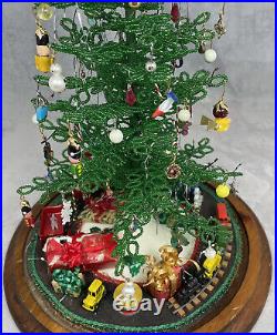 VTG Large 13 beaded Westrim Christmas Tree under Dome loaded withToys & Ornaments