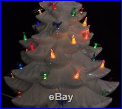 VTG Light up Ceramic Christmas Tree Snow Capped Base White Atlantic Mold