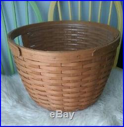 VTG Longaberger 1993 Corn Bushel Basket Large Round Basket Liner Christmas Tree