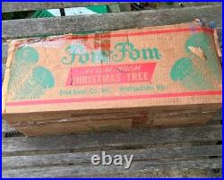 VTG MCM 6' ALUMINUM CHRISTMAS TREE 91 BRANCH POM POM With BOX & Sleeves 1960's