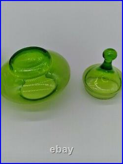 VTG MCM Italian Emploi Green Blown Glass Christmas Tree Candy Dish Apothecary