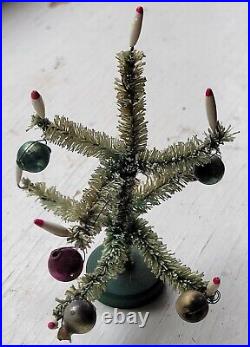 VTG Miniature Feather Christmas Tree Japan Dollhouse Candles Glass Ornaments