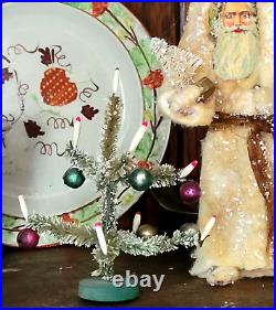 VTG Miniature Feather Christmas Tree Japan Dollhouse Candles Glass Ornaments