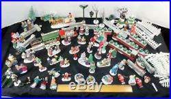 VTG Mixed Lot 80+ Lemax Etc Christmas Village Figurines Santa Train Trees Sled