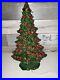 VTG Mold Rare cardinal Deep Green Ceramic Lighted Christmas Tree with Base Music