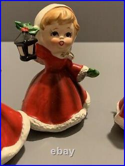 VTG Napco Christmas Angel With Gift X6984 Holding CANDLE LANTERN TREE PRESENT