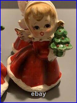 VTG Napco Christmas Angel With Gift X6984 Holding CANDLE LANTERN TREE PRESENT