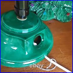 VTG Nowell Mold Deep Green Ceramic Lighted Christmas Tree with Holly Base 18