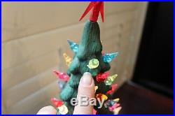 VTG Pair 18.5 Large Ceramic Lighted Christmas Trees Thin Tree Peg Light Tall