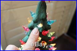 VTG Pair 18.5 Large Ceramic Lighted Christmas Trees Thin Tree Peg Light Tall