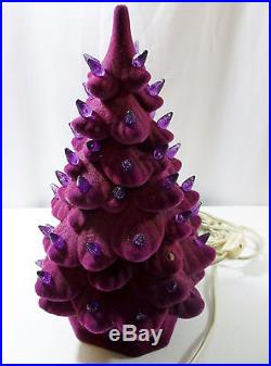 VTG RARE 11 Ceramic Lighted Prince Purple Felt Covered Christmas Tree