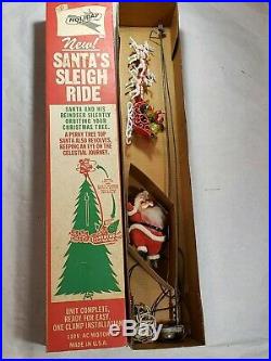 VTG Rare 1940s 1950s Holiday Christmas Tree Topper Rotating Santa and Reindeer