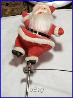 VTG Rare 1940s 1950s Holiday Christmas Tree Topper Rotating Santa and Reindeer