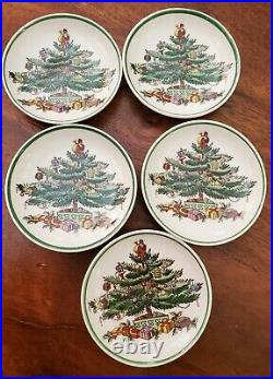 VTG Set of 5 Spode Christmas Tree 3 BUTTER PATS/TEA BAG HOLDER ENGLAND, Retired