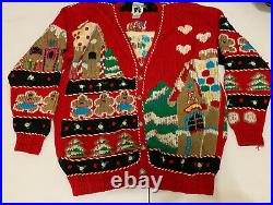VTG Traditional Trading Co Sweater Christmas Gingerbread house Tree Holiday XL