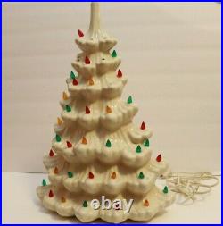 VTG White Ceramic Lighted Christmas Tree 16