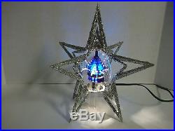 Vtg. Xmas-merry Glow Rotating Tree Topper-sputnik-space Age Tech. Star Bursts