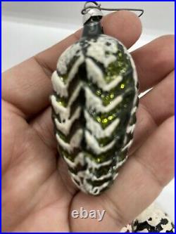 Very Rare Vintage Mercury Glass feather Tree Frosted Glitter Pinecones