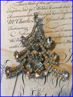Very pretty large antique vintage bohemian crystal Christmas tree brooch