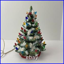 Vintage 10 Ceramic Christmas Tree with Snowy branches BEAUTIFUL! Working Base