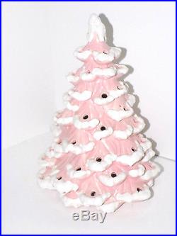Vintage 10 PINK CERAMIC CHRISTMAS TREE withFrosted Textured Snow Tips
