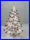 Vintage 12 White Ceramic Lighted Christmas Tree Red Lights With Star Topper