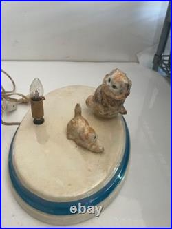 Vintage 13 1/2 Ceramic Christmas Tree With Cats On Base And Music Box Read