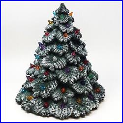 Vintage 13 Ceramic Christmas Tree Fir Dry Hand Painted With Trunk Lamp Base