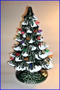 Vintage 13 Ceramic Lighted Christmas Tree Snow Flocked