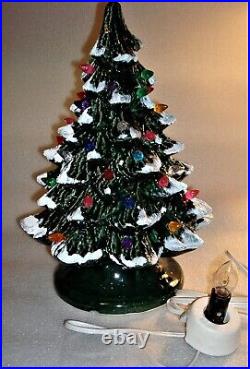 Vintage 13 Ceramic Lighted Christmas Tree Snow Flocked