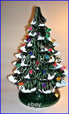 Vintage 13 Ceramic Lighted Christmas Tree Snow Flocked
