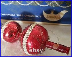 Vintage 13 SHINY BRITE GLASS TREE TOPPER WIRE MESH & TASSEL IN BOX GORGEOUS