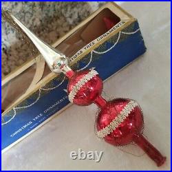 Vintage 13 SHINY BRITE GLASS TREE TOPPER WIRE MESH & TASSEL IN BOX GORGEOUS