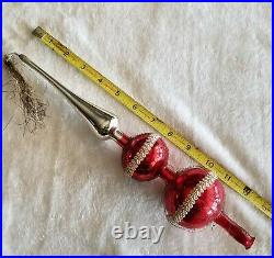 Vintage 13 SHINY BRITE GLASS TREE TOPPER WIRE MESH & TASSEL IN BOX GORGEOUS