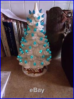 Vintage 13 Tall MOP Christmas Tree with Tree Ring and Fancy Base